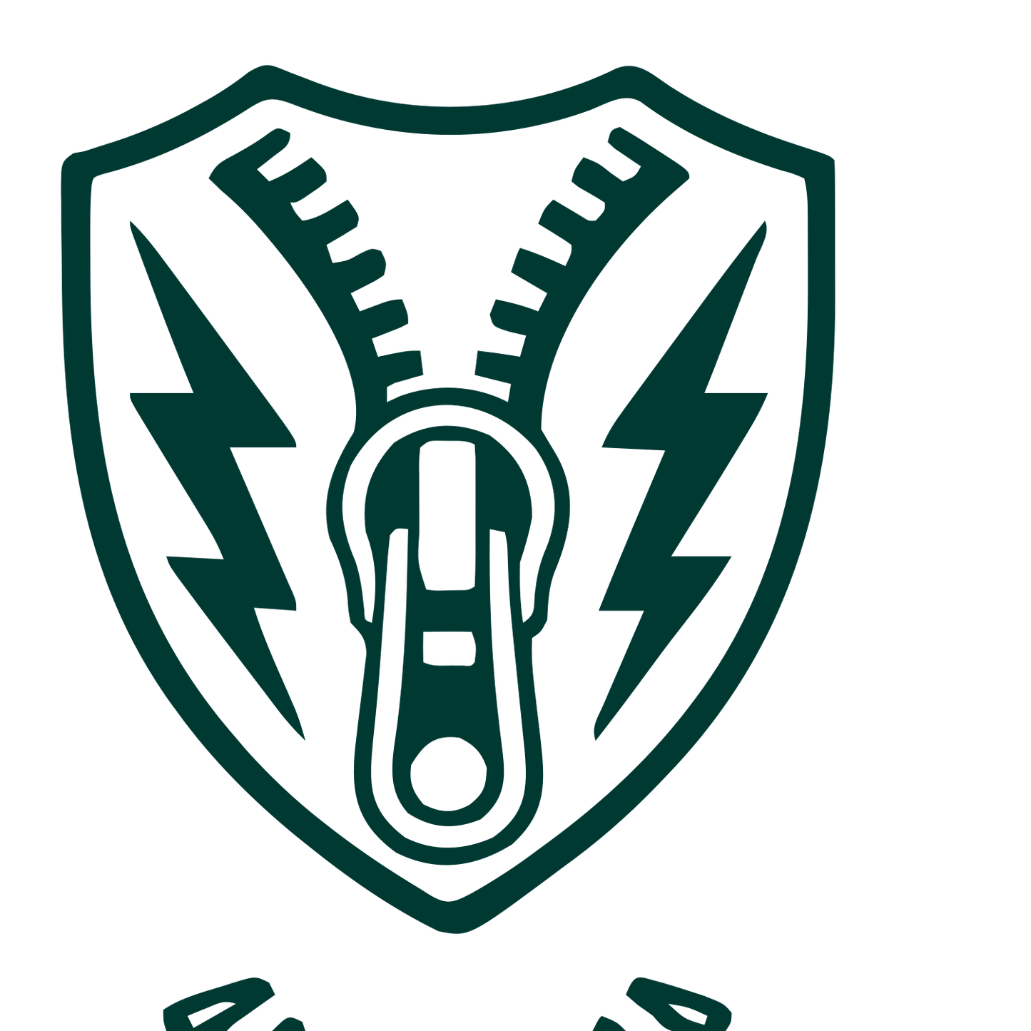 Zipper Shield Bolt Logo #003932