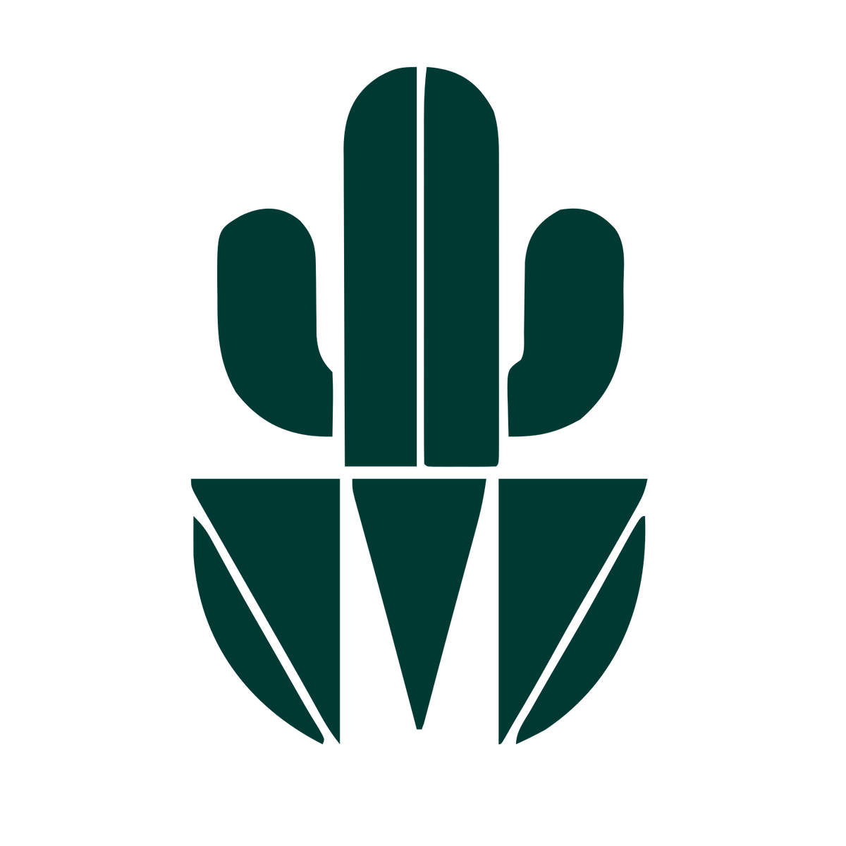 Bold Geometric Cactus Logo #003932