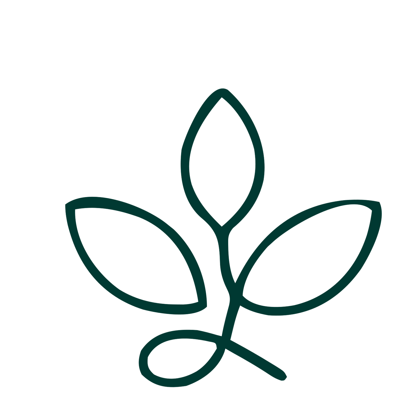 Monoline Plant Leaf Logo #003932