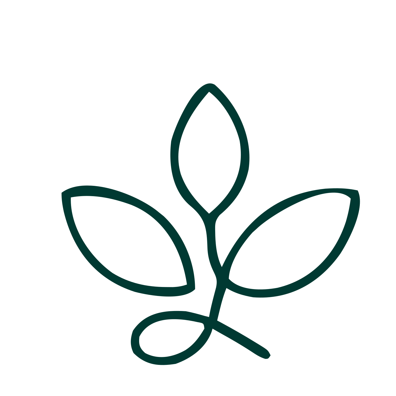 Monoline Plant Leaf Logo #003932