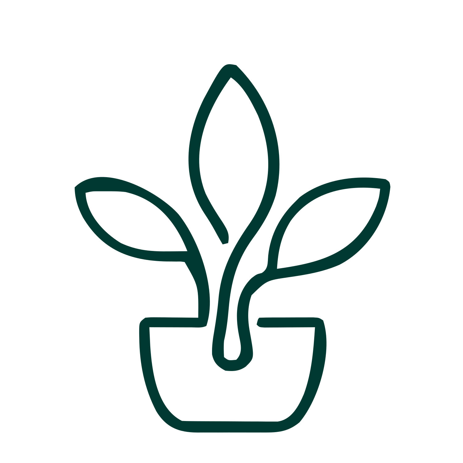 Monoline Potted Plant Logo #003932