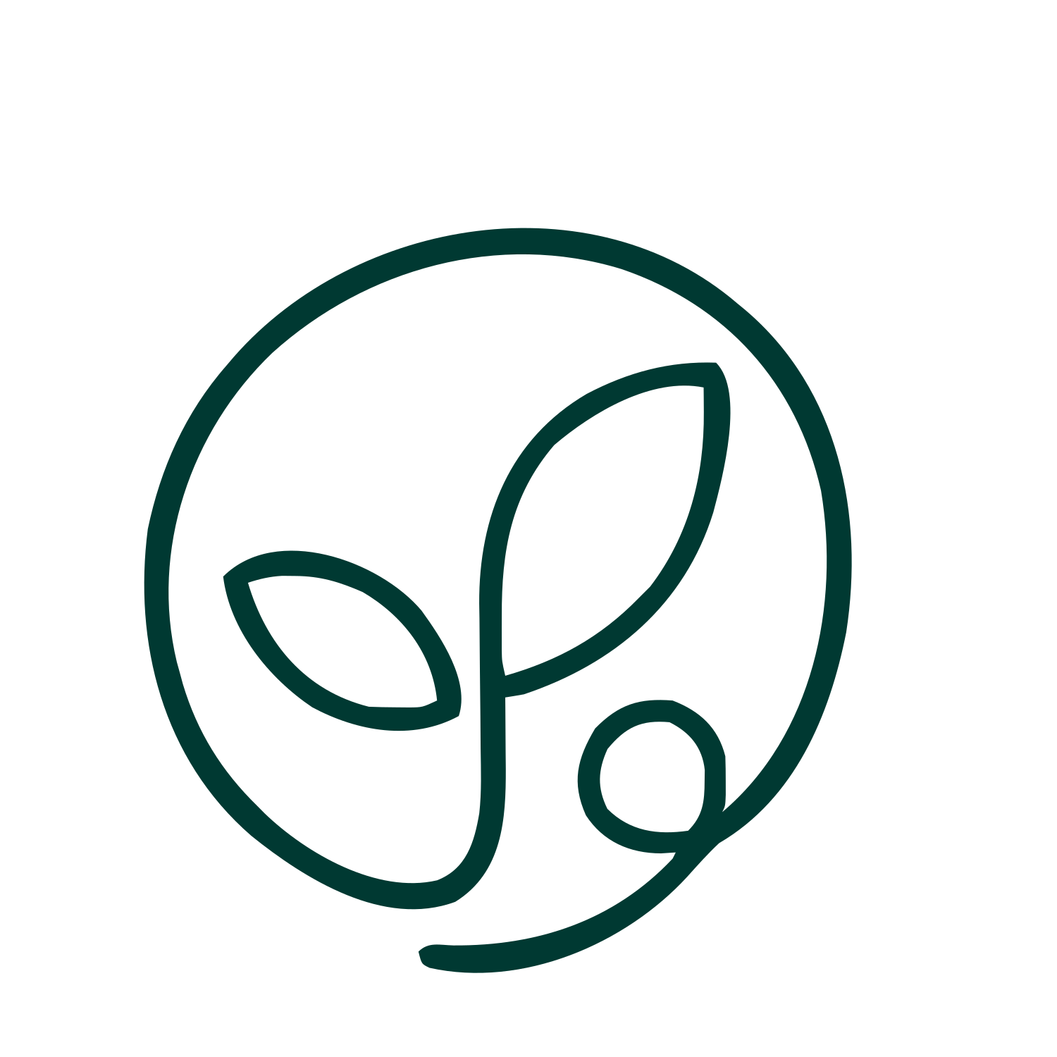 Monoline Seedling Circle Logo #003932