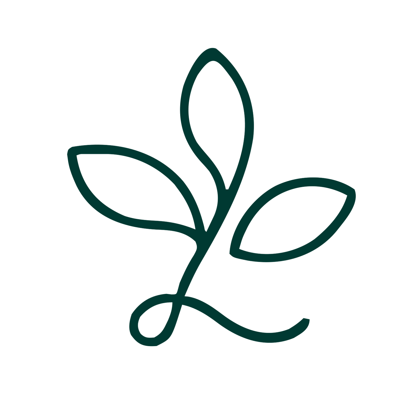 Monoline Leaf Sprout Logo #003932