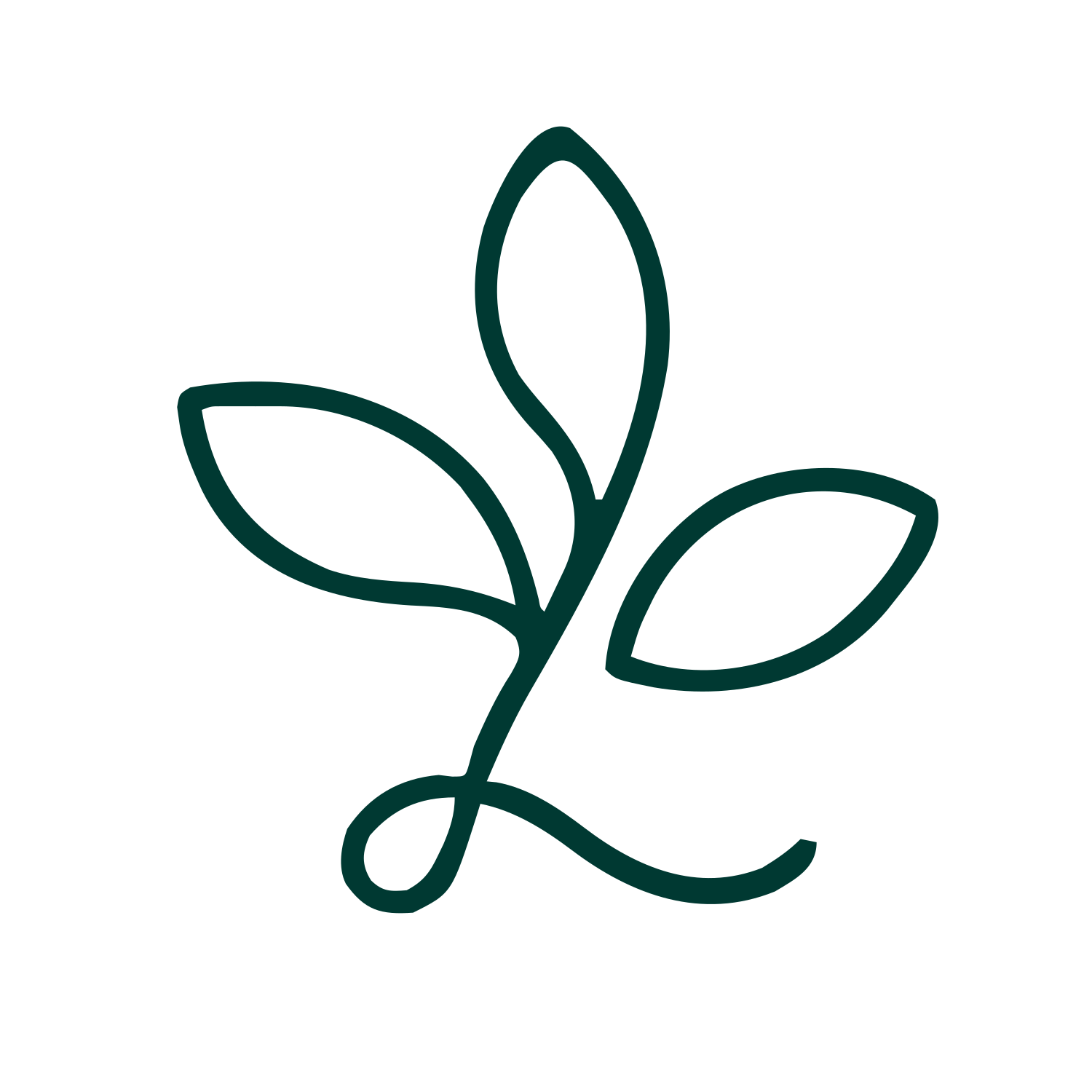 Monoline Leaf Sprout Logo #003932