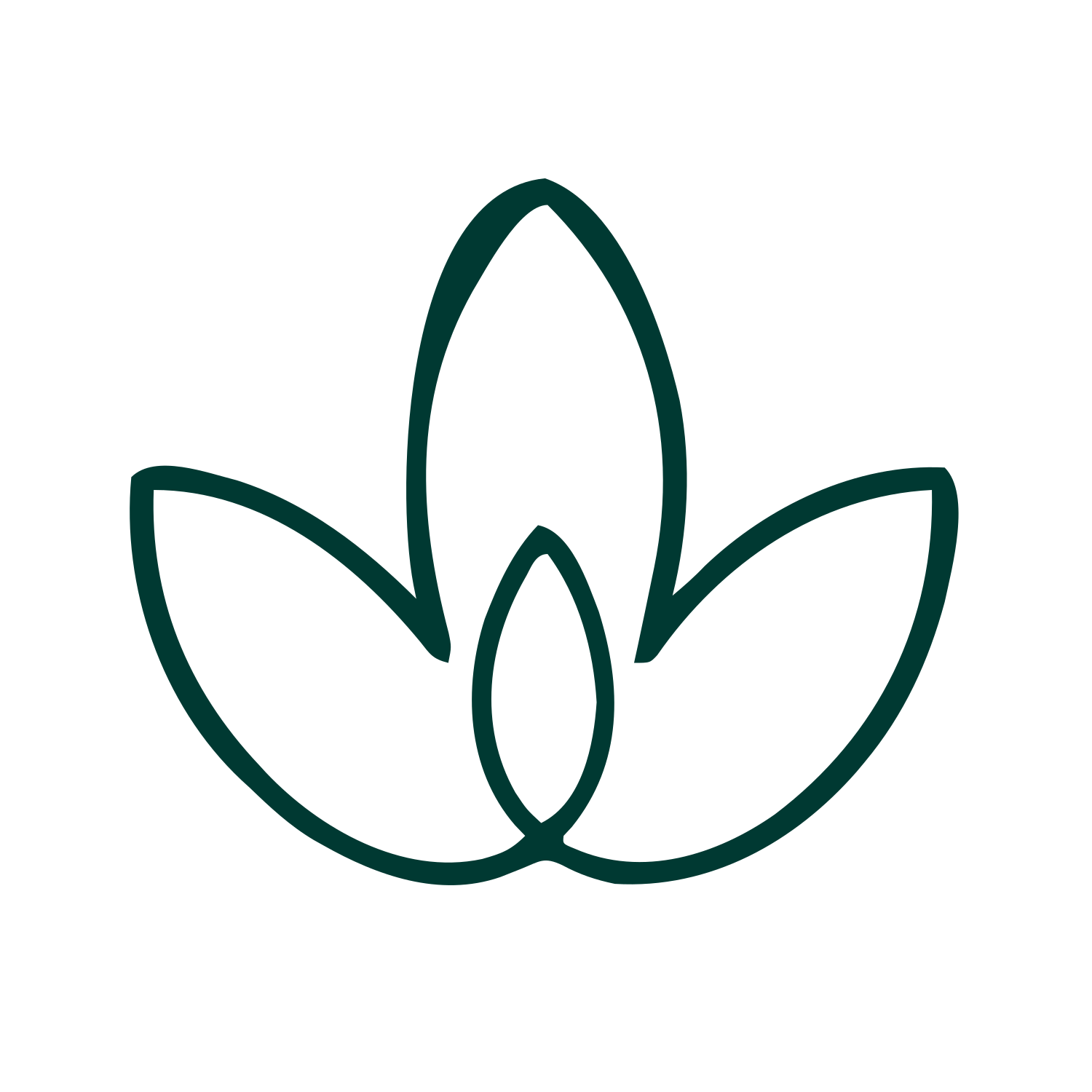 Monoline Lotus Leaf Logo #003932