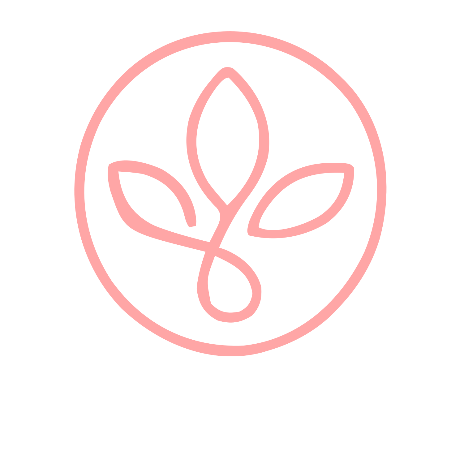 Monoline Plant Leaf Circle Logo #ffa6a6