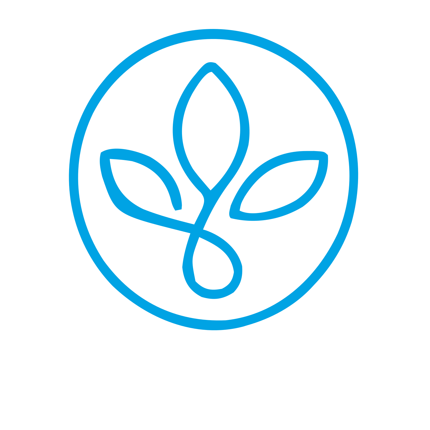 Monoline Plant Leaf Circle Logo #00a3e4