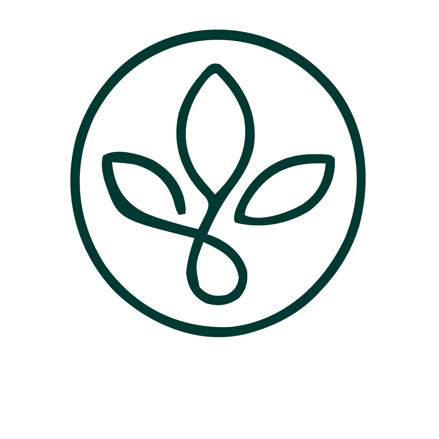 Monoline Plant Leaf Circle Logo #003932