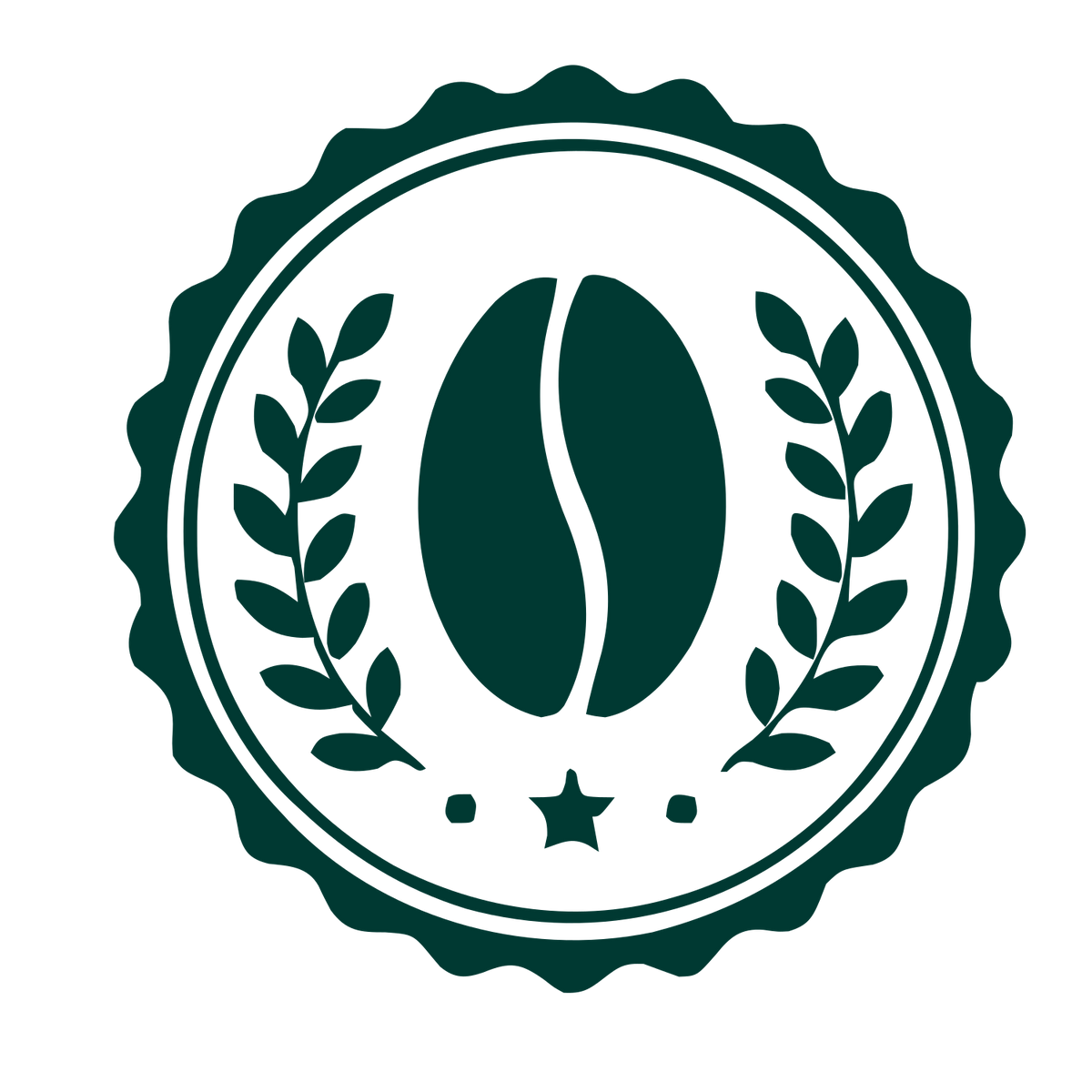 Coffee Bean Stamp Badge Logo #003932