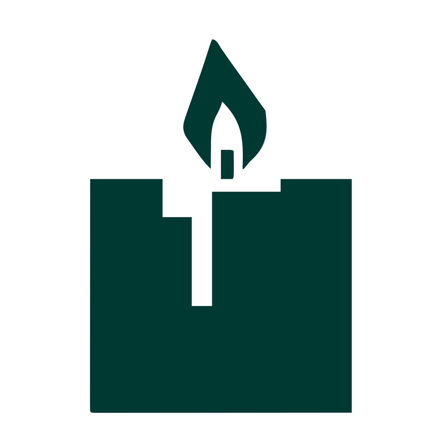 Brutalist Candle Flame Logo #003932