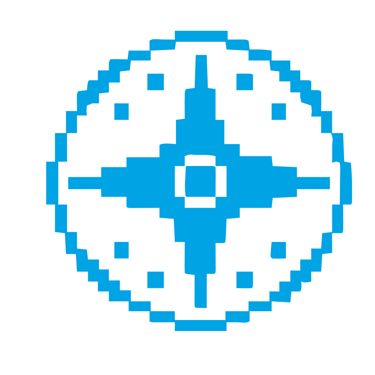 Pixel Compass Rose Logo #00a3e4