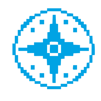Pixel Compass Rose Logo #00a3e4