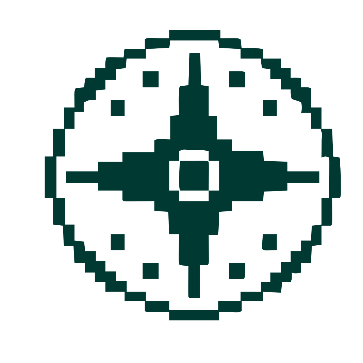 Pixel Compass Rose Logo #003932