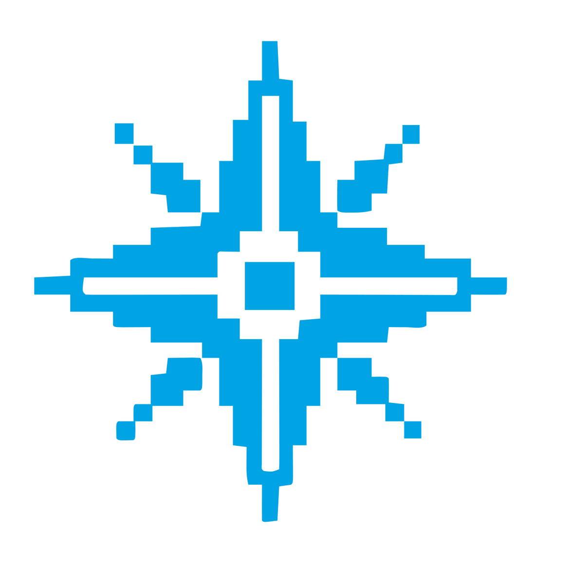 Pixel Compass Rose Logo #00a3e4
