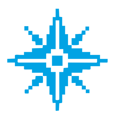 Pixel Compass Rose Logo #00a3e4