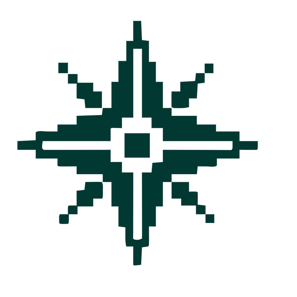 Pixel Compass Rose Logo #003932