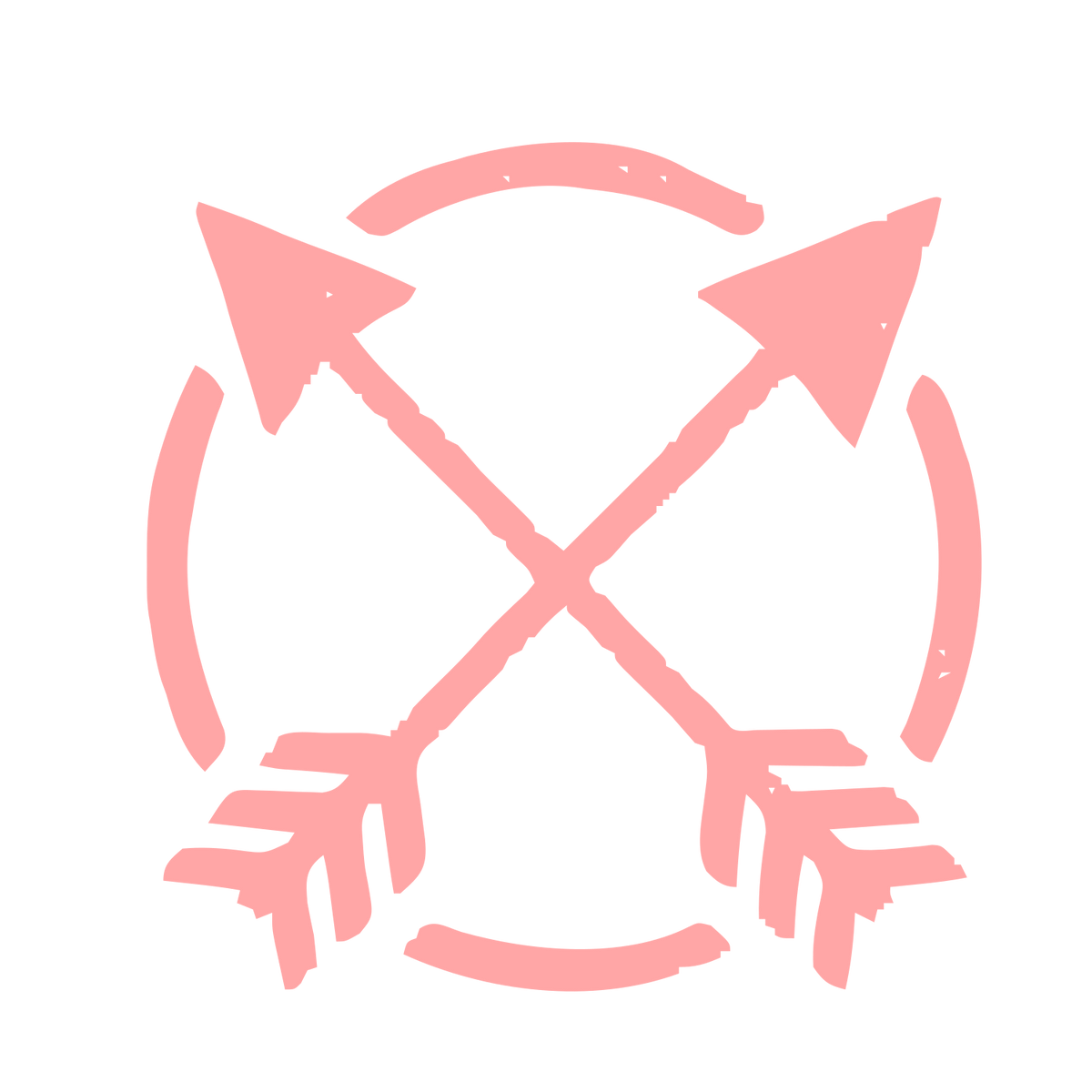 Crossed Arrows Circle Logo #ffa6a6