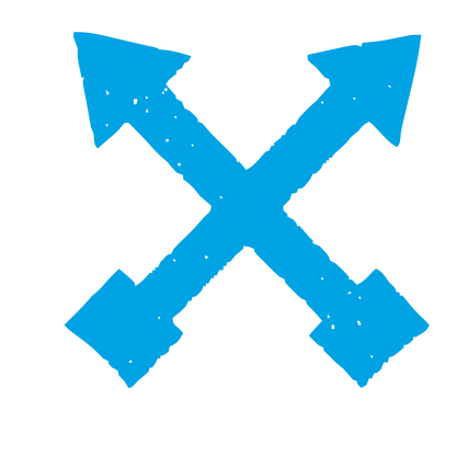 Crossed Arrows Riso Logo #00a3e4