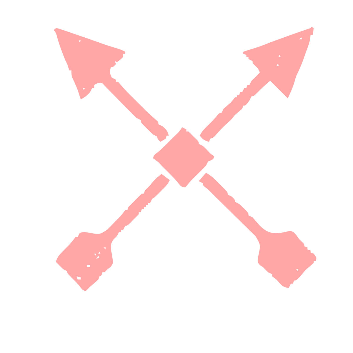 Crossed Arrows Riso Logo #ffa6a6
