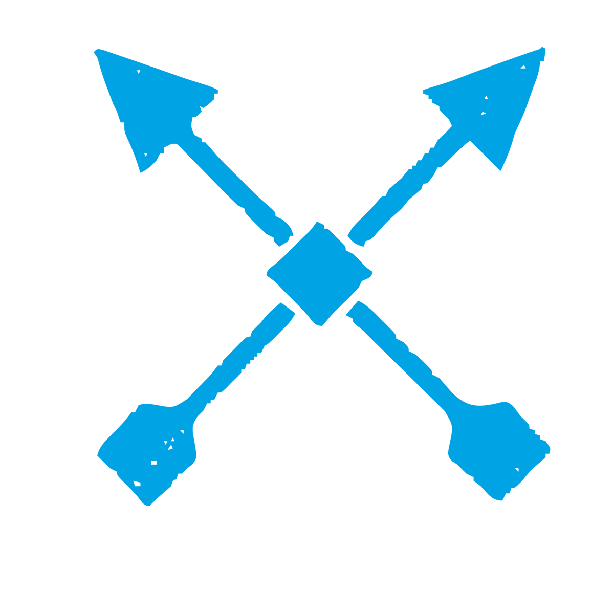 Crossed Arrows Riso Logo #00a3e4