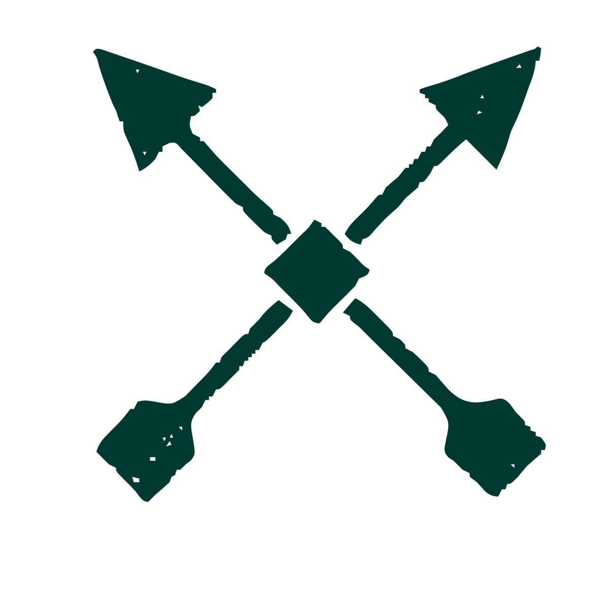 Crossed Arrows Riso Logo #003932