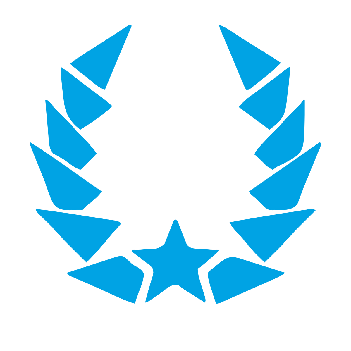 Bold Geometric Wreath Star Logo #00a3e4