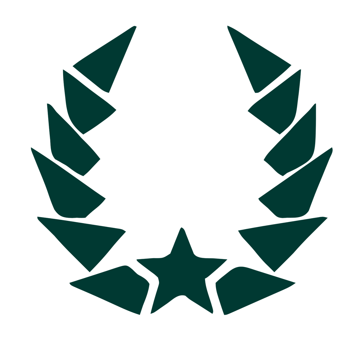 Bold Geometric Wreath Star Logo #003932