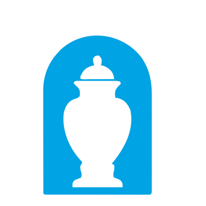 Urn Arch Negative Space Logo #00a3e4