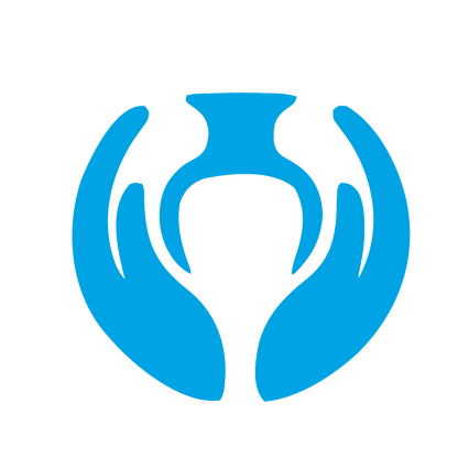 Hands Cradling Urn Logo #00a3e4