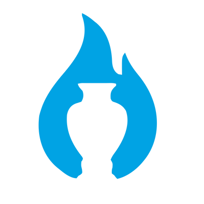 Flame Urn Negative Space Logo #00a3e4