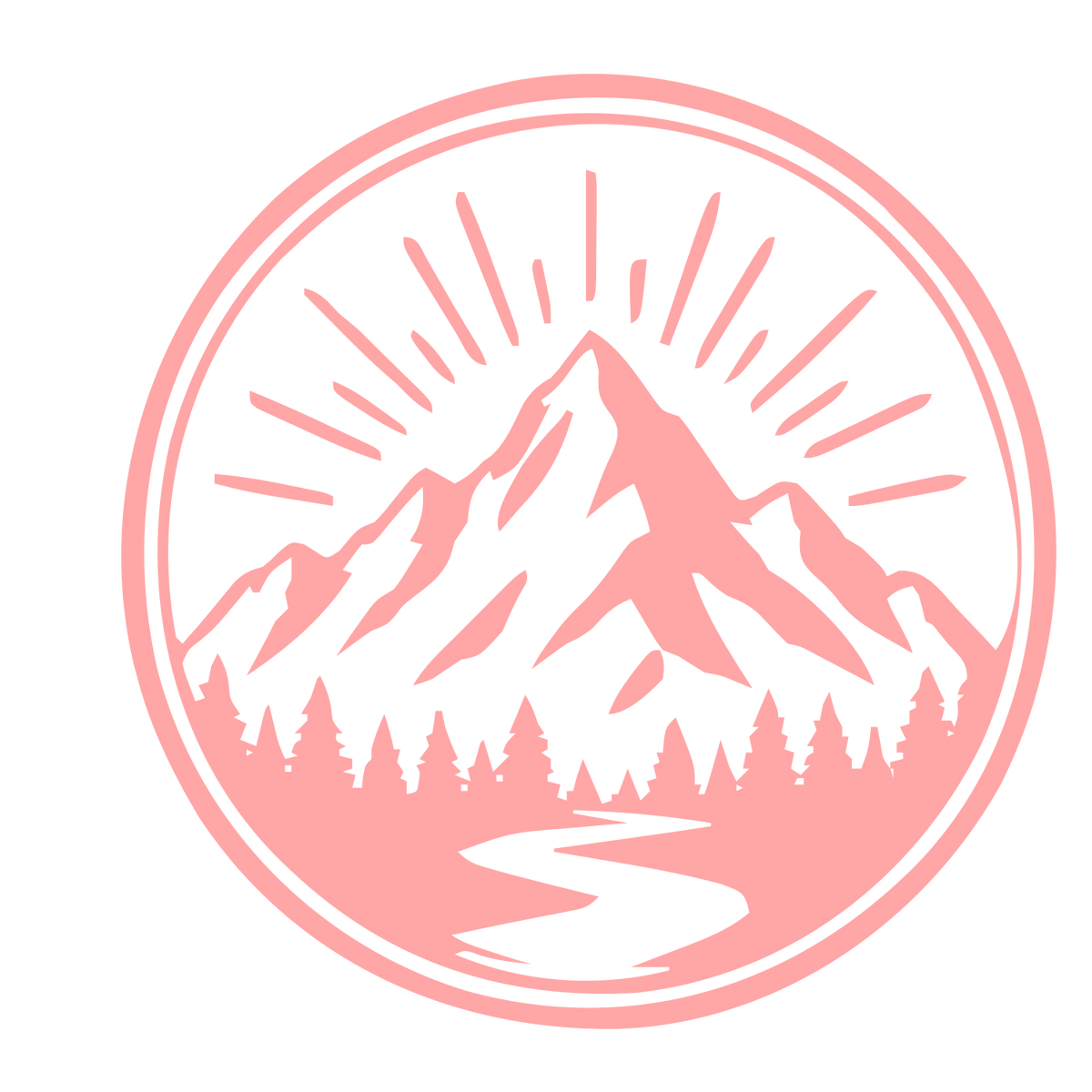 Mountain Forest Badge Logo #ffa6a6