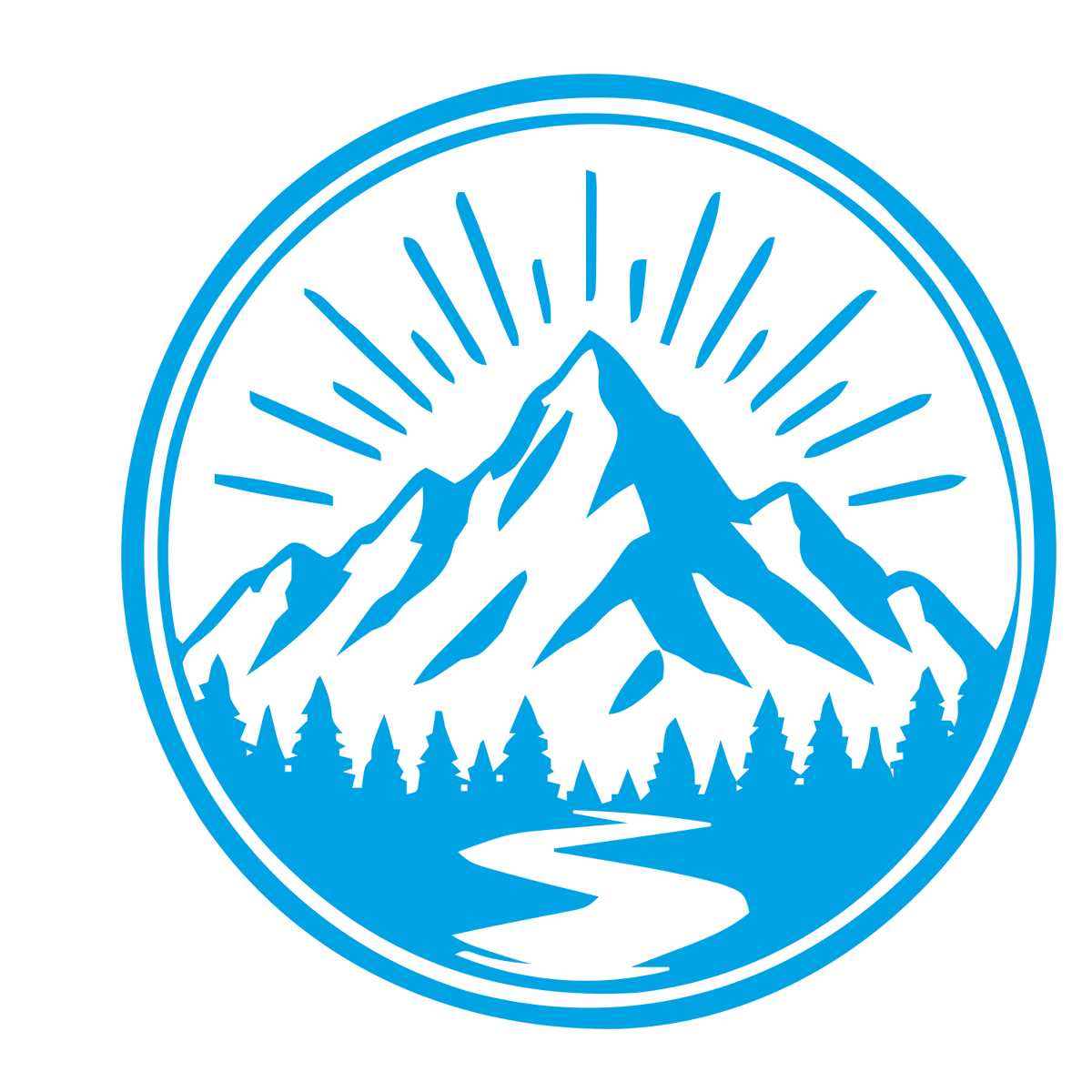 Mountain Forest Badge Logo #00a3e4
