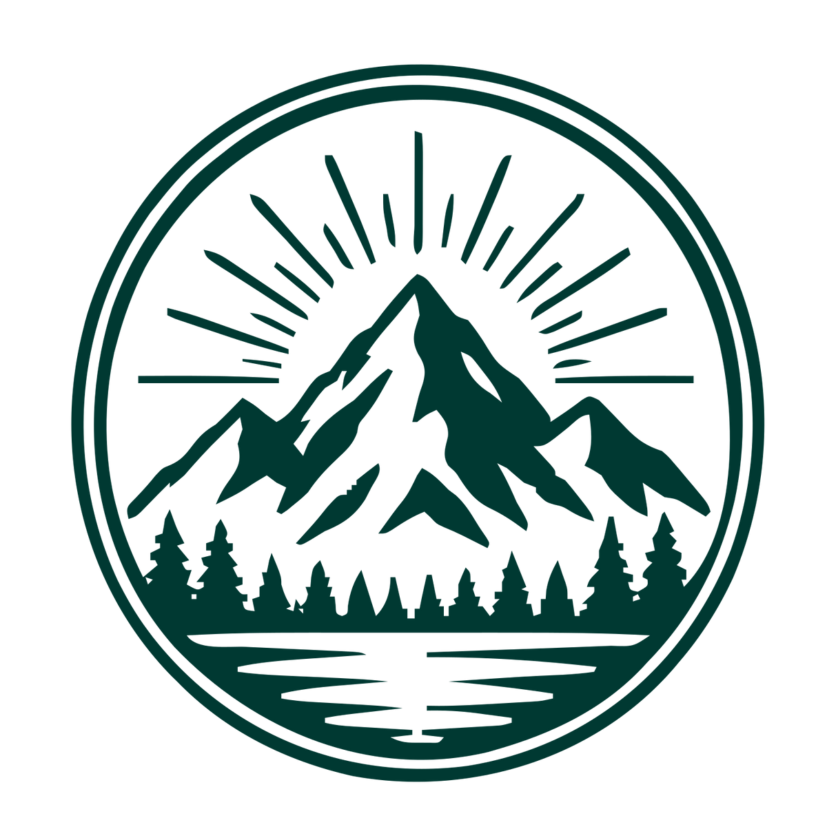 Mountain Sunrise Badge Logo #003932