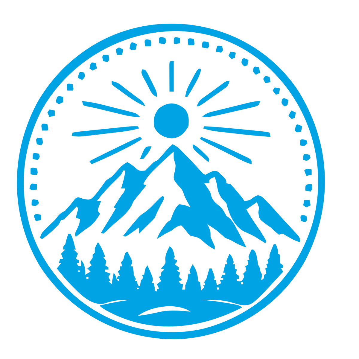 Mountain Sun Badge Logo #00a3e4