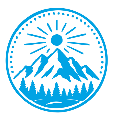 Mountain Sun Badge Logo #00a3e4