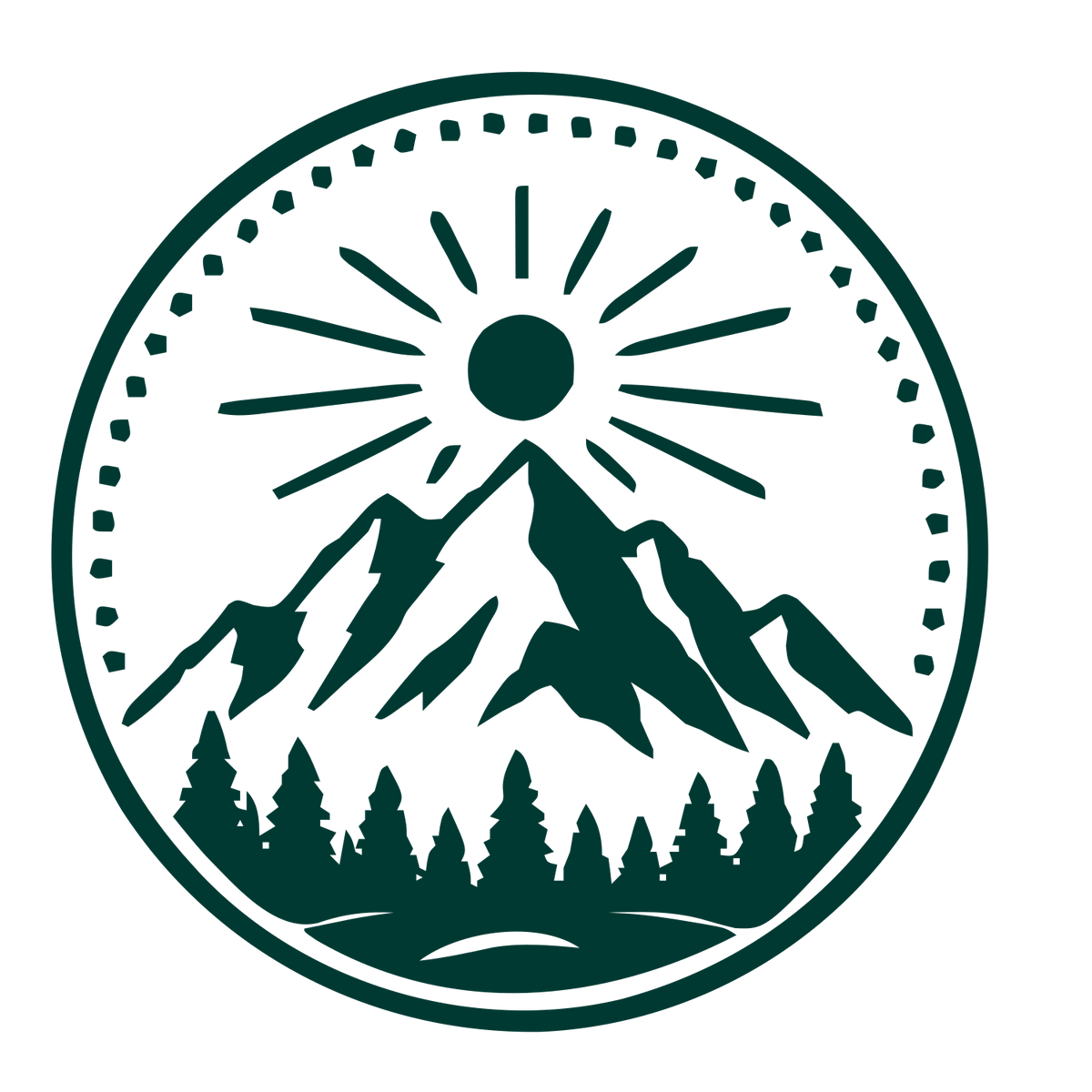 Mountain Sun Badge Logo #003932