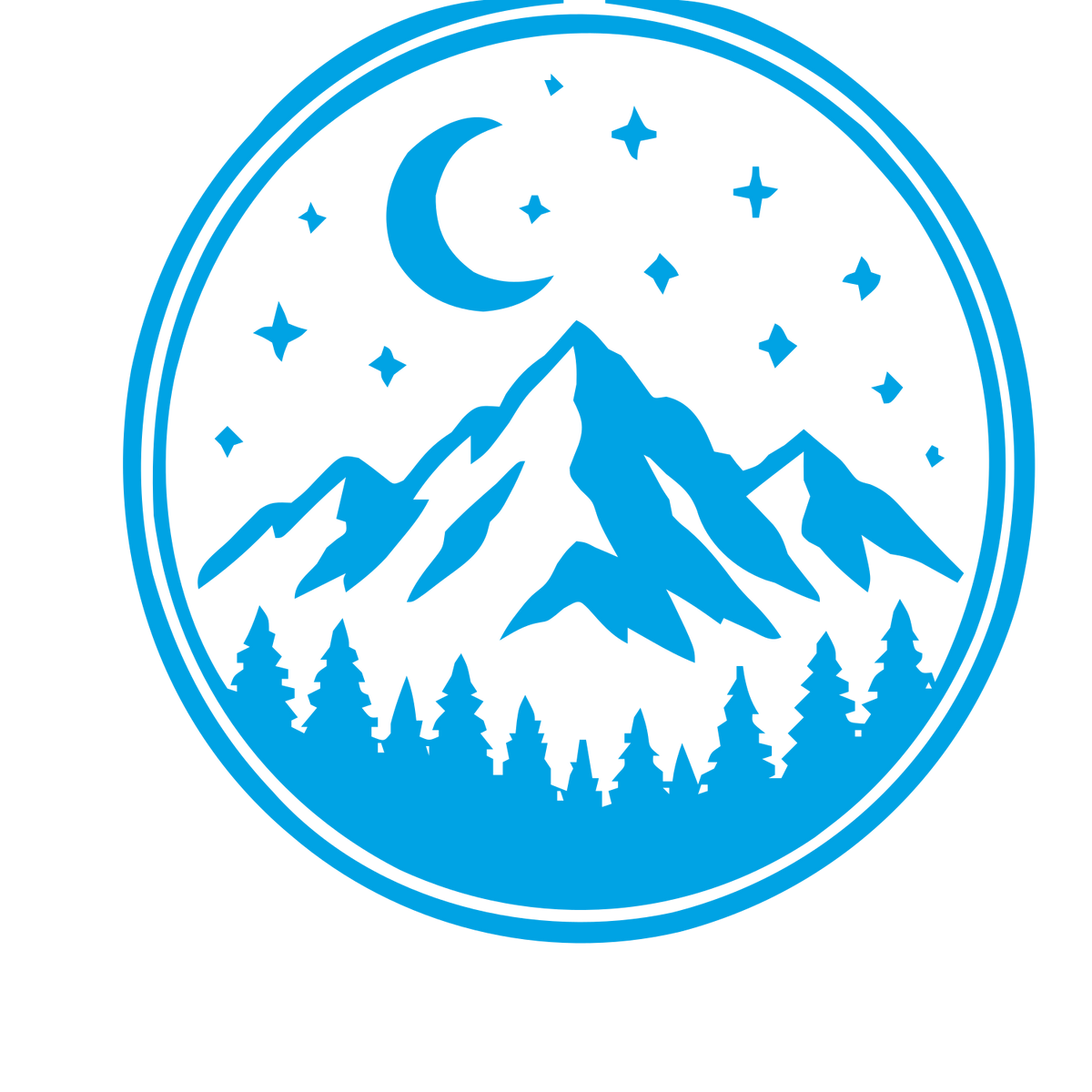 Mountain Night Badge Logo #00a3e4
