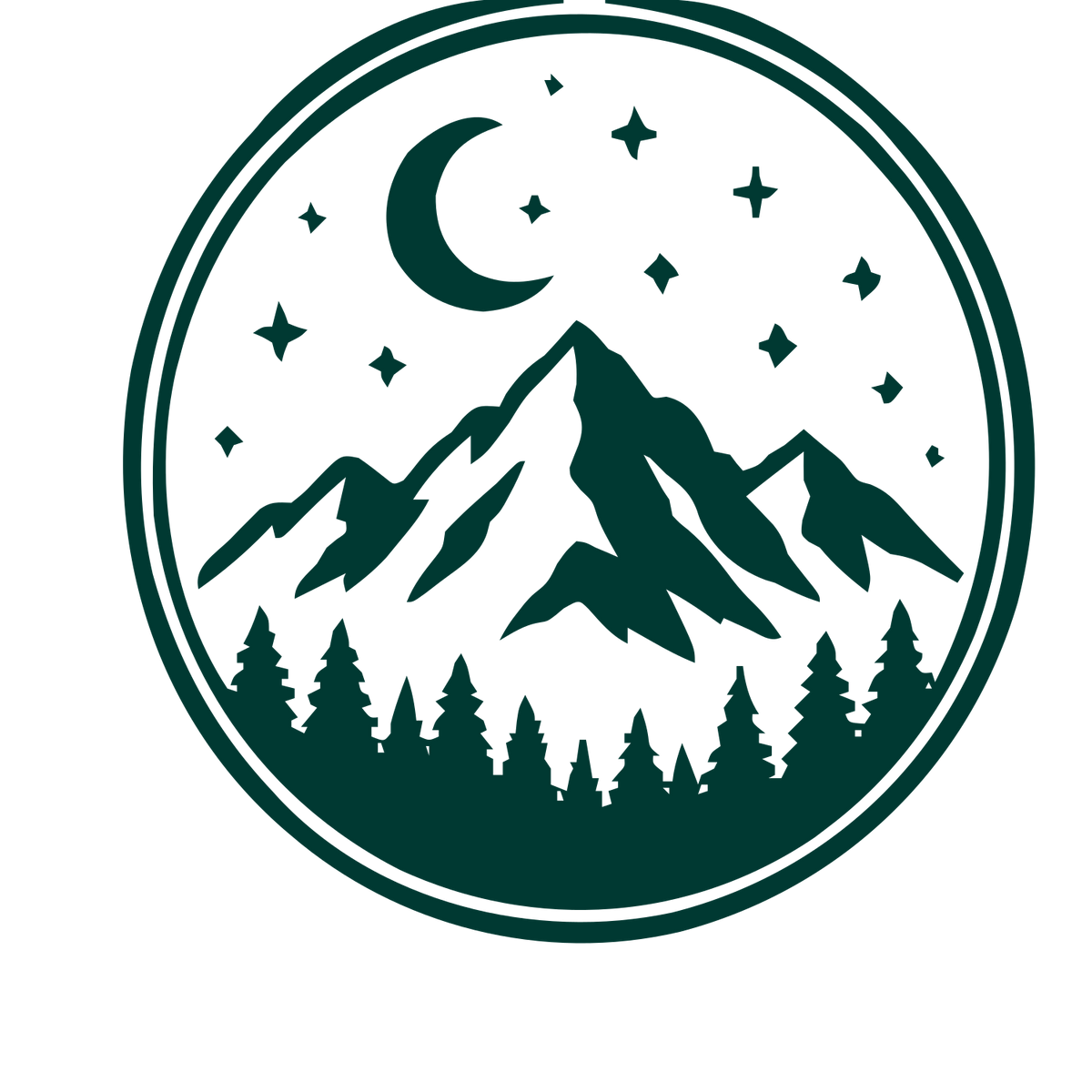 Mountain Night Badge Logo #003932