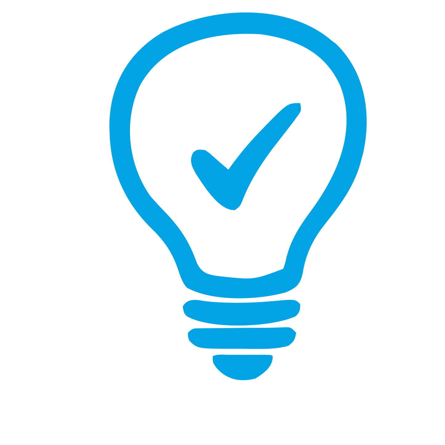 Hand-Drawn Bulb Check Logo #00a3e4