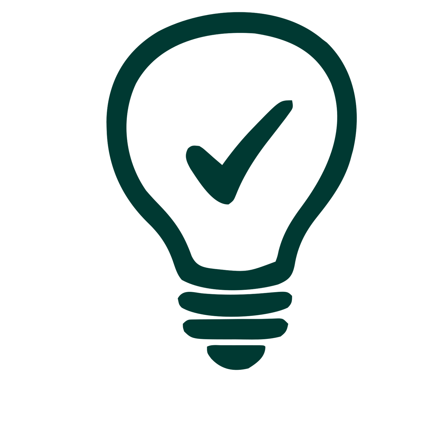 Hand-Drawn Bulb Check Logo #003932