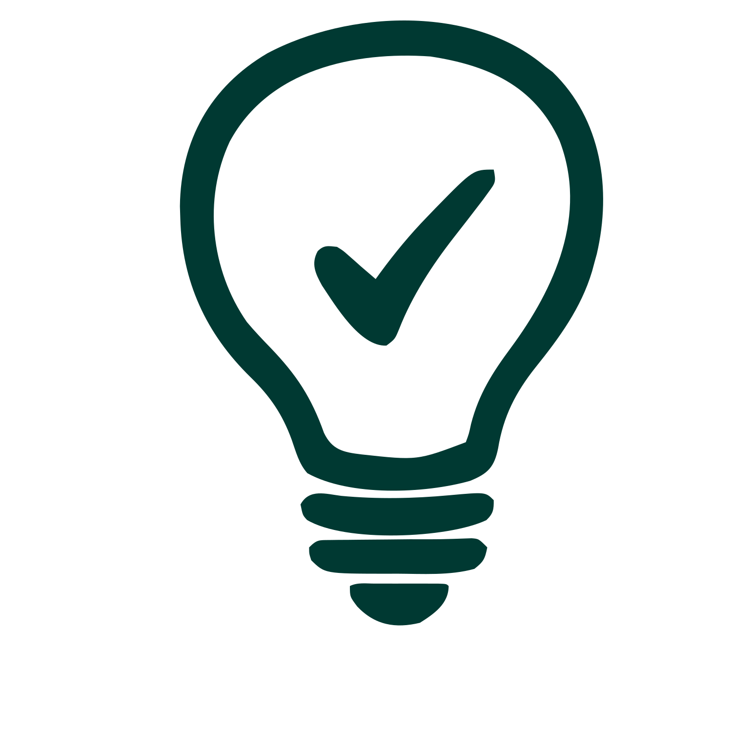 Hand-Drawn Bulb Check Logo #003932