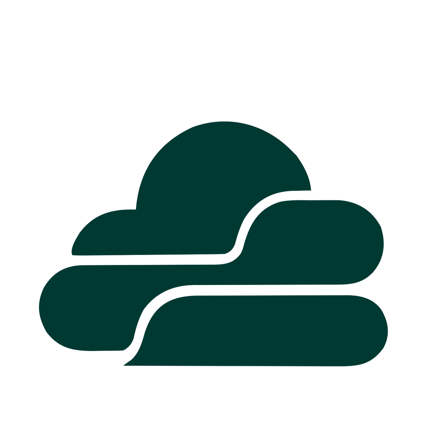 Layered Overlap Cloud Logo #003932
