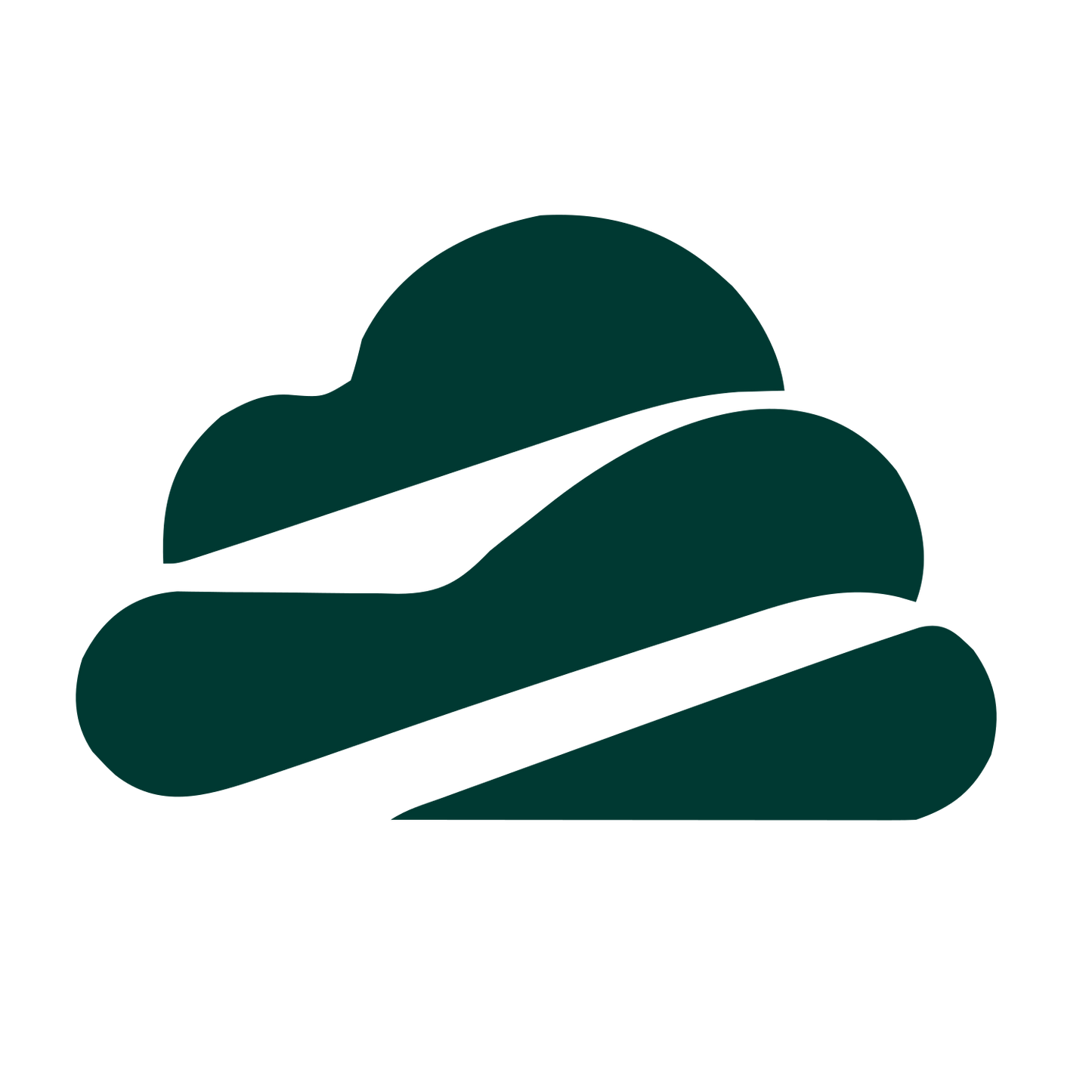 Layered Overlap Cloud Logo #003932