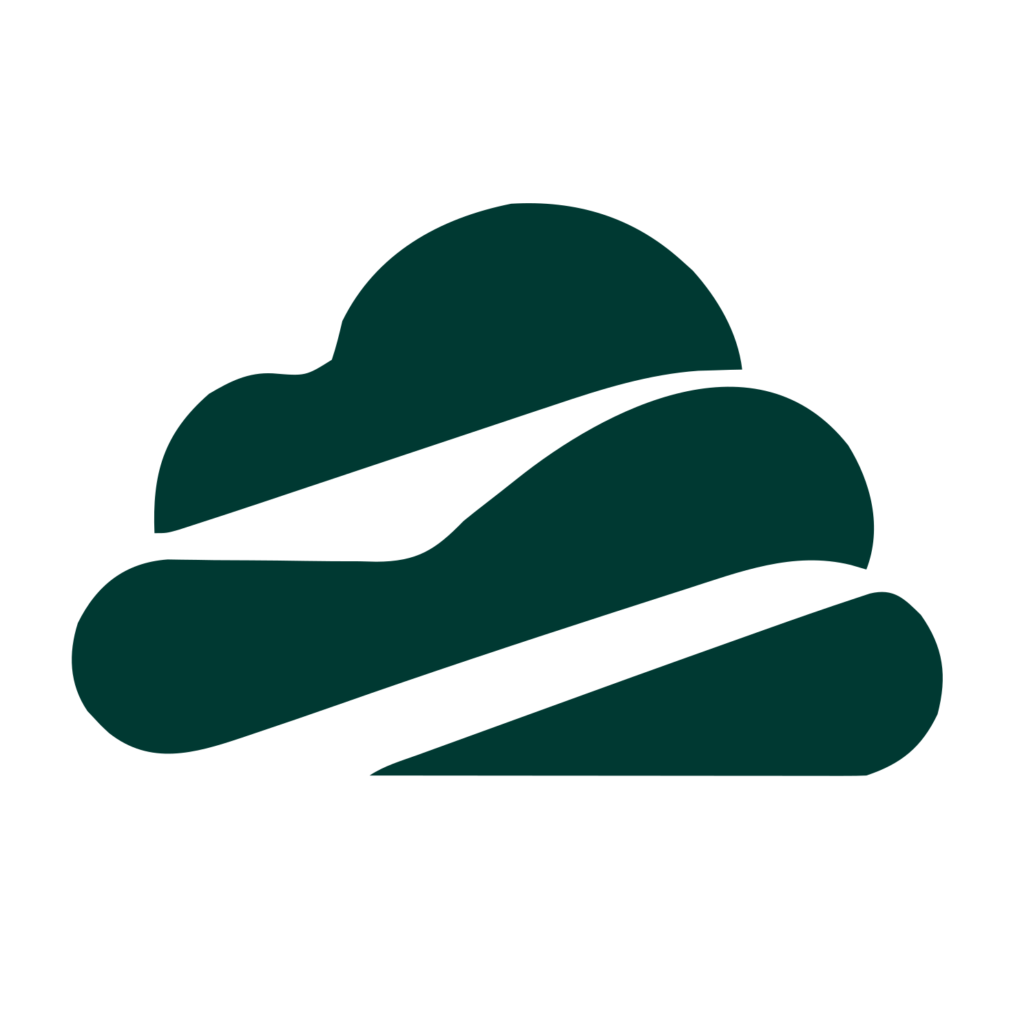 Layered Overlap Cloud Logo #003932