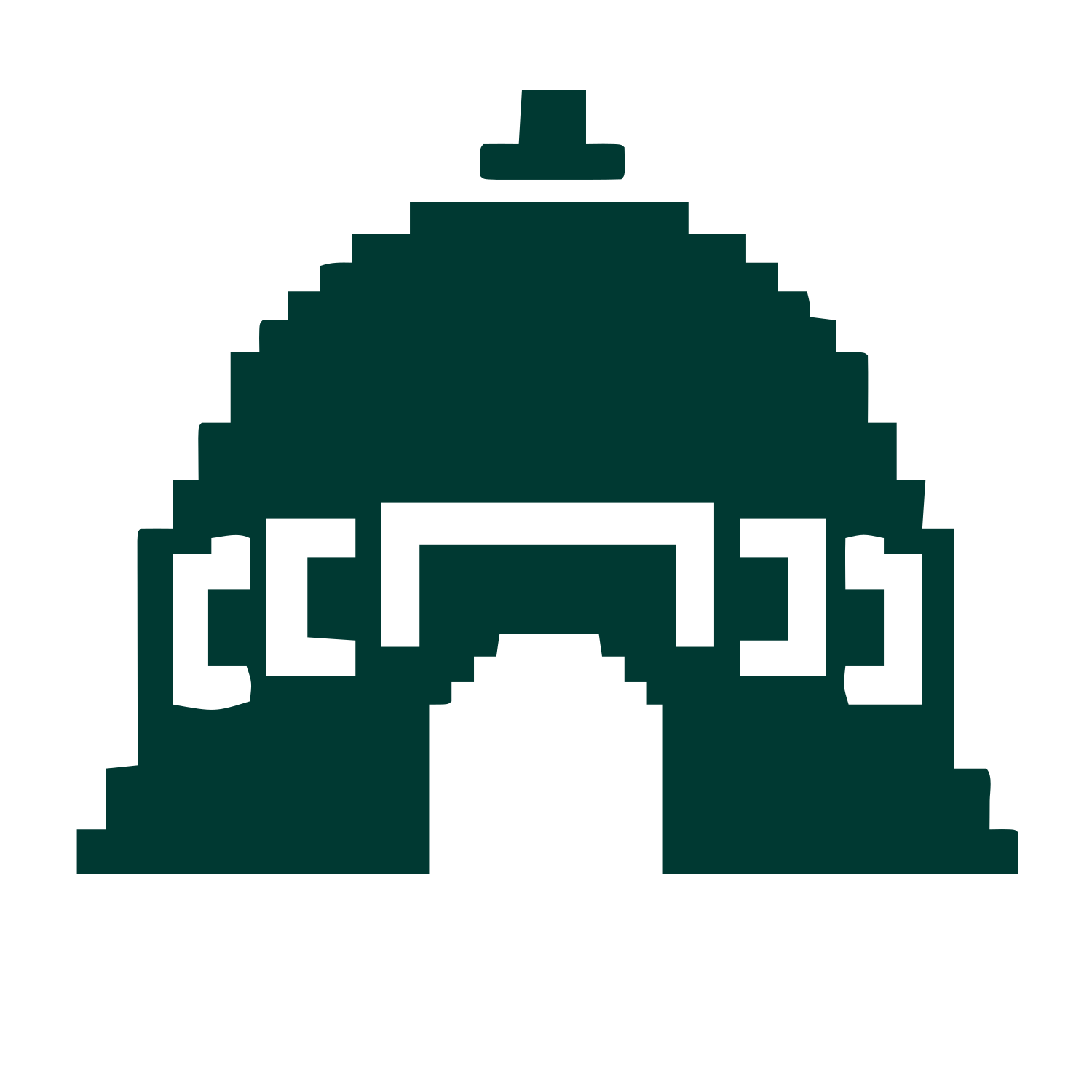 Pixel Dome Arch Logo #003932