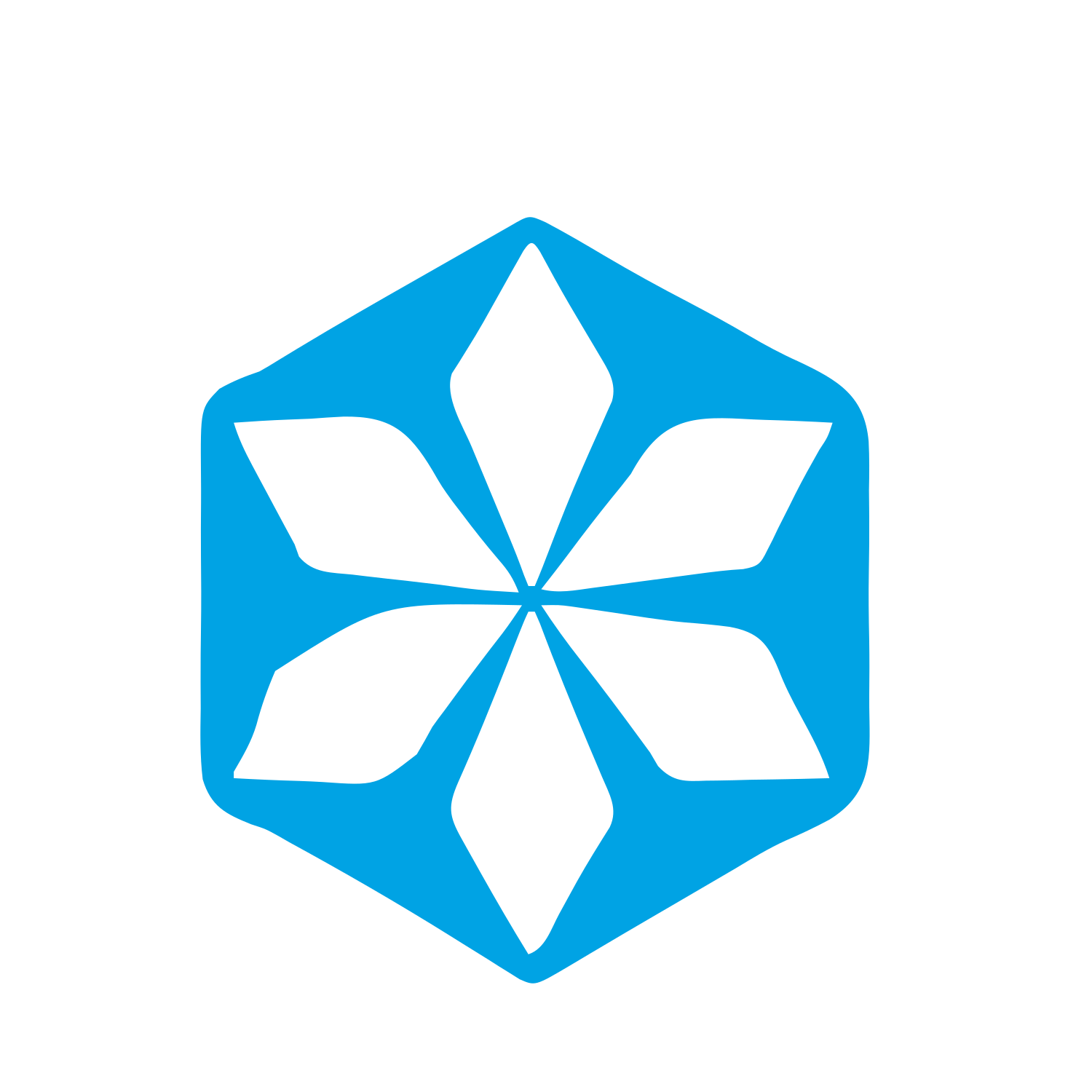 Hexagon Snowflake Pinwheel Logo #00a3e4