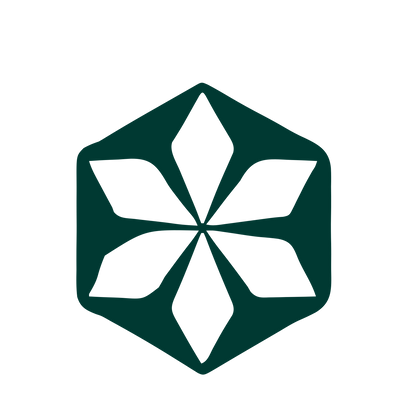 Hexagon Snowflake Pinwheel Logo #003932