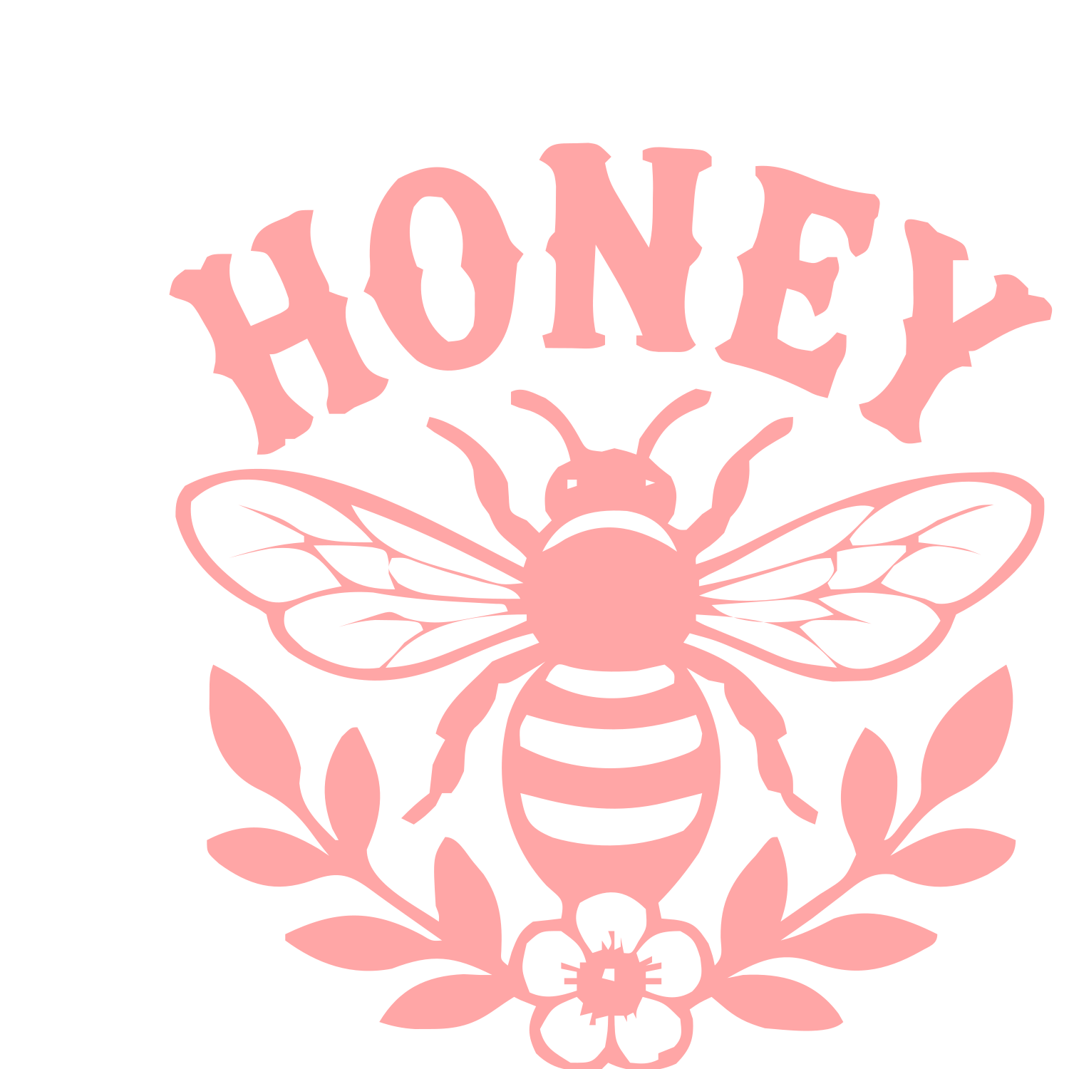 Honey Bee Floral Badge Logo #ffa6a6