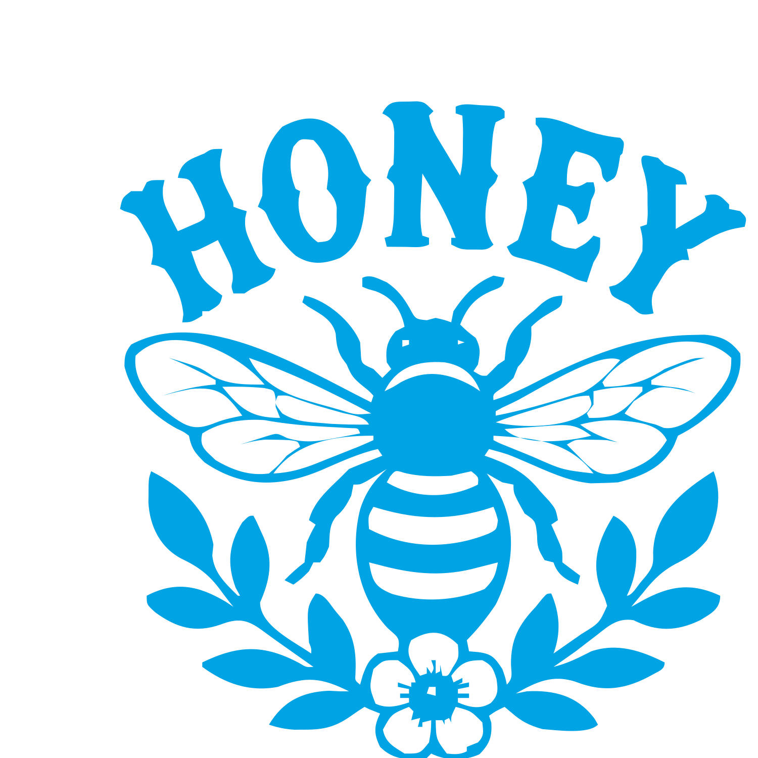 Honey Bee Floral Badge Logo #00a3e4