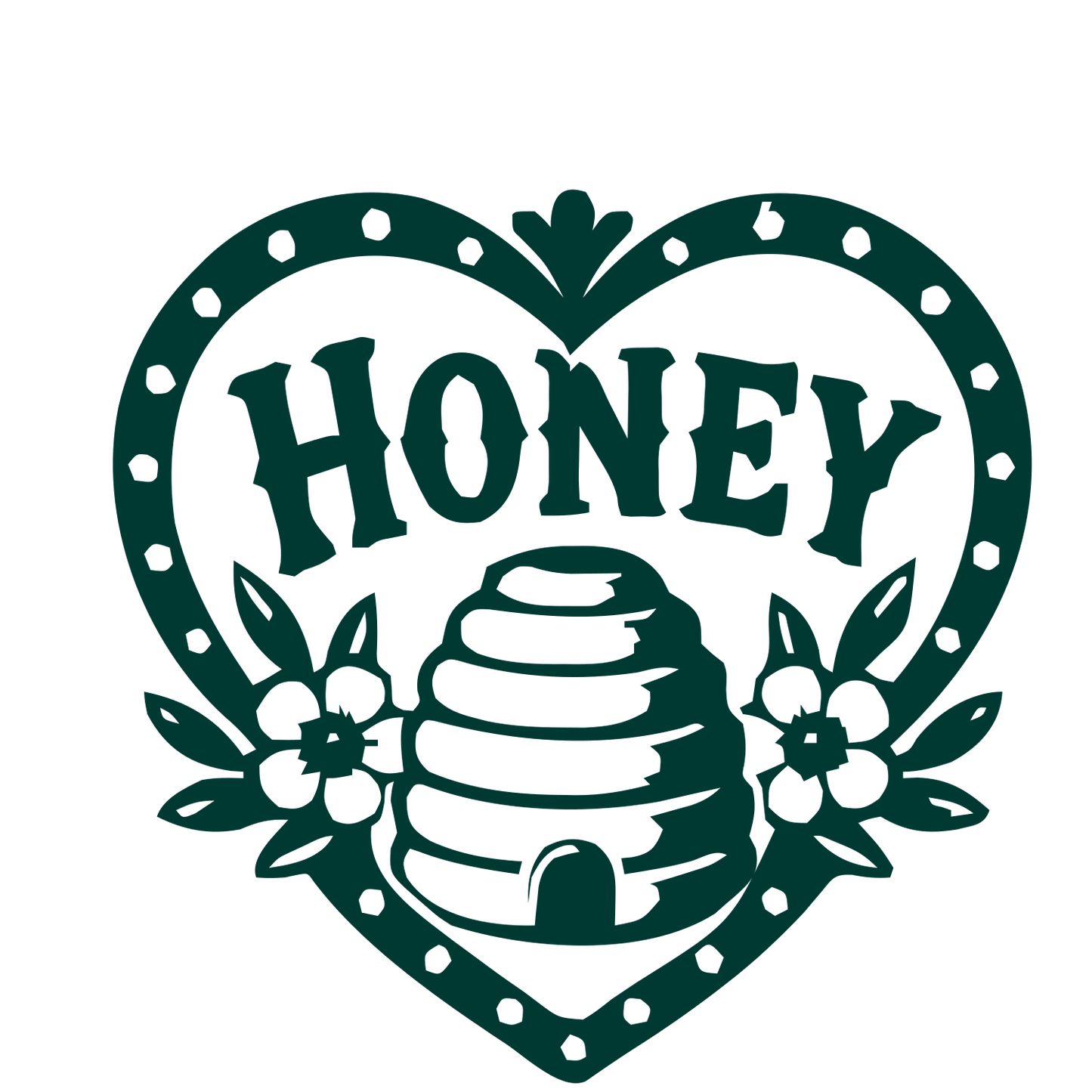 Honey Beehive Heart Logo #003932